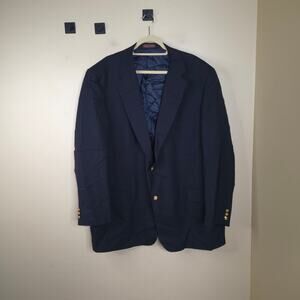 Vintage Cordovan & Grey Two Button 100% Wool Blazer with Gold Detail Size 52L